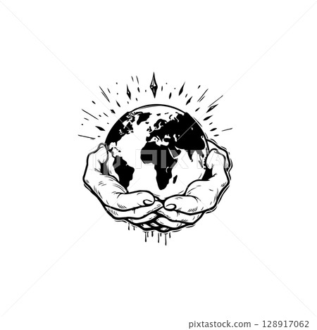 Hands Holding the Earth: A Symbol of Global Responsibility and Environmental Care 128917062
