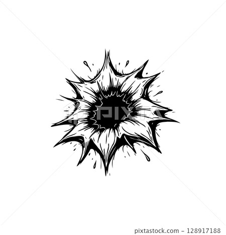 Dramatic burst effect illustration with sharp spikes and splatter design elements Dramatic burst effect illustration with sharp spikes and splatter design elements 128917188