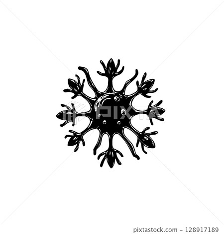 Stylized Snowflake Icon: A Minimalist Black and White Winter Design Element 128917189