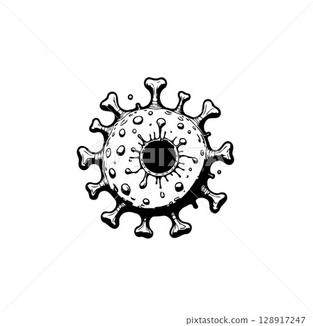 Coronavirus Outbreak: Black and White Vector Illustration of a Viral Pandemic Cell Coronavirus Outbreak: Black and White Vector Illustration of a Viral Pandemic Cell 128917247