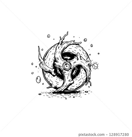 Abstract vortex design with flowing organic elements and cosmic details illustration 128917280