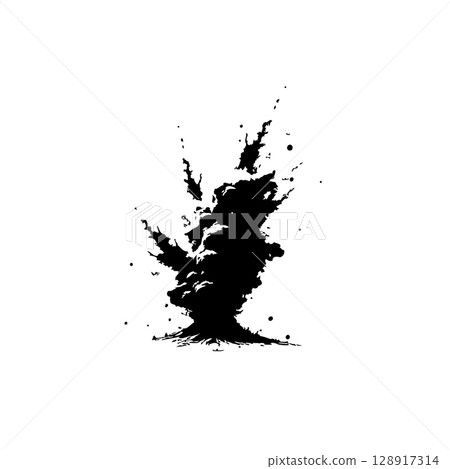 Dramatic Explosion Silhouette: A Vector Illustration of Powerful Impact and Dynamic Motion 128917314