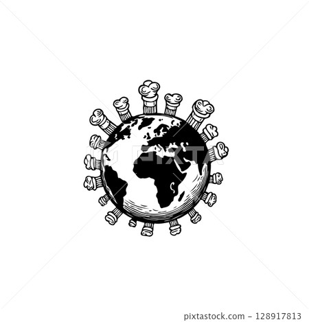 Global Pandemic: A Sketch of Earth Symbolizing Worldwide Health Crisis and Concerns 128917813