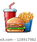 Hamburger set pixel art 128917982