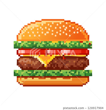Hamburger pixel art Hamburger pixel art 128917984