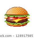 Hamburger pixel art 128917985