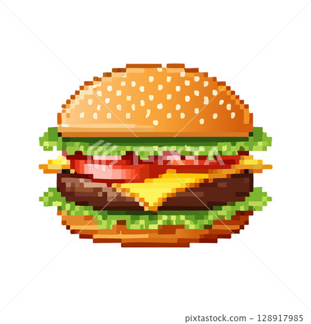 Hamburger pixel art 128917985