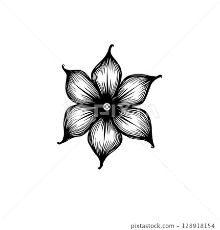 Elegant hand-drawn flower illustration perfect for botanical and nature-themed designs Elegant hand-drawn flower illustration perfect for botanical and nature-themed designs 128918154