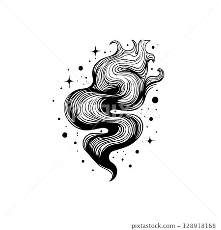 Mystical smoke illustration with stars evokes magic and ethereal beauty Mystical smoke illustration with stars evokes magic and ethereal beauty 128918168