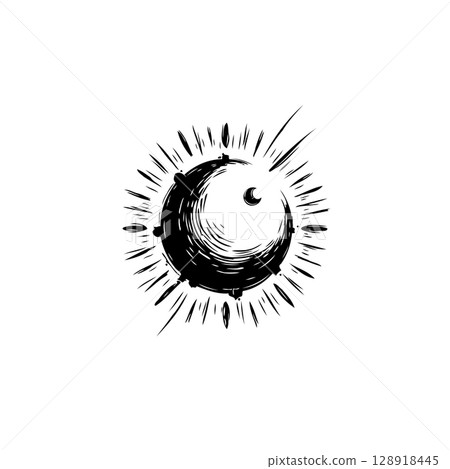 Mystical moon phase illustration with radiant light in a celestial design 128918445
