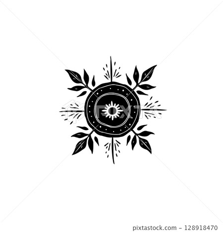 Elegant floral symbol for creative projects, branding, and design applications 128918470