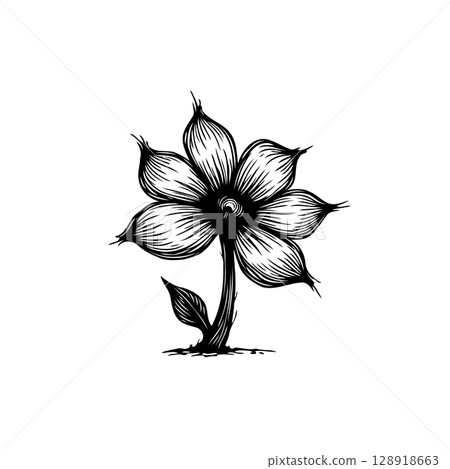 Elegant monochrome floral illustration with delicate textures and fine line work Elegant monochrome floral illustration with delicate textures and fine line work 128918663
