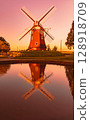 wind mill, wind turbine, sunset 128918709