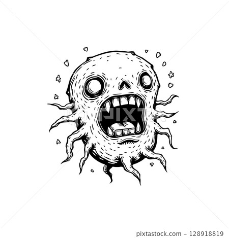 Distorted Creature Illustration: An Ink Drawing of an Original Horror Character 128918819