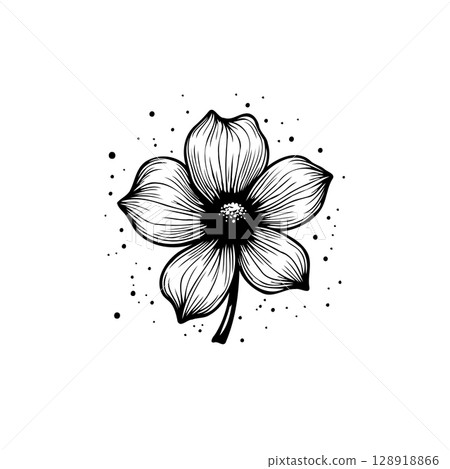 Elegant floral illustration with delicate lines and classic minimalist design 128918866