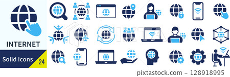 網路相關剪影圖示集 128918995