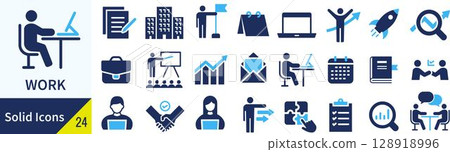 Work related silhouette icon set 128918996