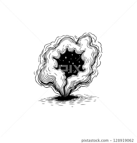 Mystical Nebula Cloud Illustration with Stars in Monochrome Style for Design Assets Mystical Nebula Cloud Illustration with Stars in Monochrome Style for Design Assets 128919062