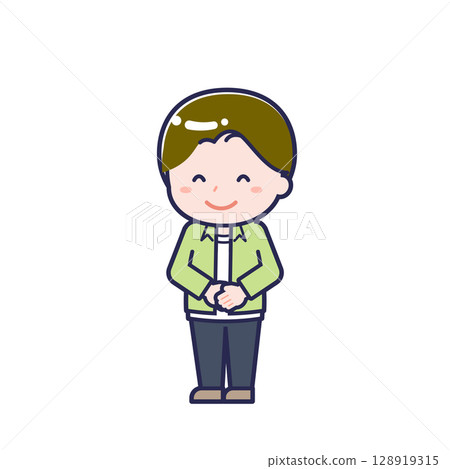 Teenager in plain clothes / diagonal / male 01 128919315