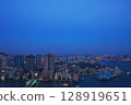 Night sky, sea and city 128919651