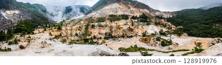 Panorama of the remains of the Garandake crater [Yufu City, Oita Prefecture] 128919976