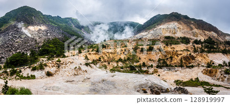 Panorama of the remains of the Garandake crater [Yufu City, Oita Prefecture] 128919997