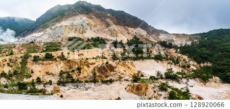 Panorama of the remains of the Garandake crater [Yufu City, Oita Prefecture] 128920066