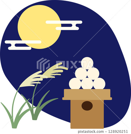 賞月的簡單插圖素材圖標 128920251