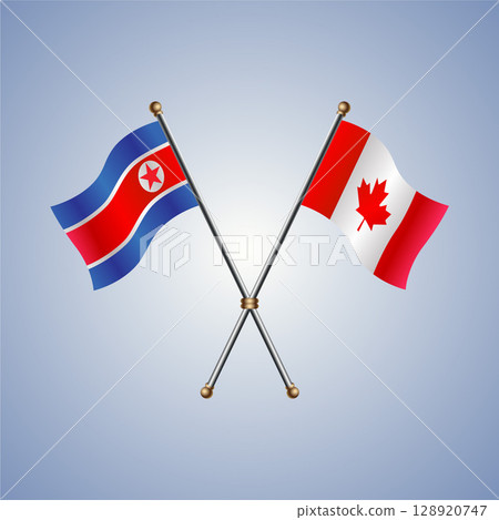 North Korea and Canada flag. Vector Illustration 128920747