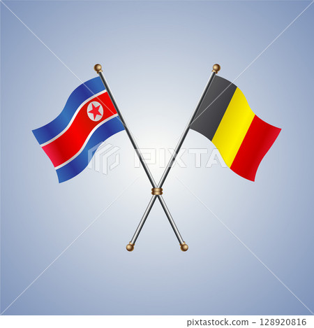 North Korea and Belgium flag. Vector Illustration 128920816