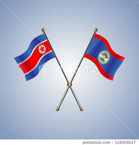 North Korea and Belize flag. Vector Illustration North Korea and Belize flag. Vector Illustration 128920817