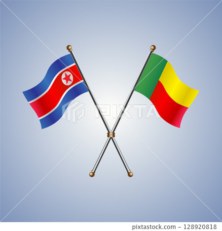 North Korea and Benin flag. Vector Illustration 128920818