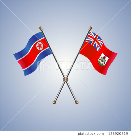 North Korea and Bermuda flag. Vector Illustration 128920819