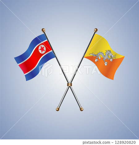 North Korea and Bhutan flag. Vector Illustration 128920820