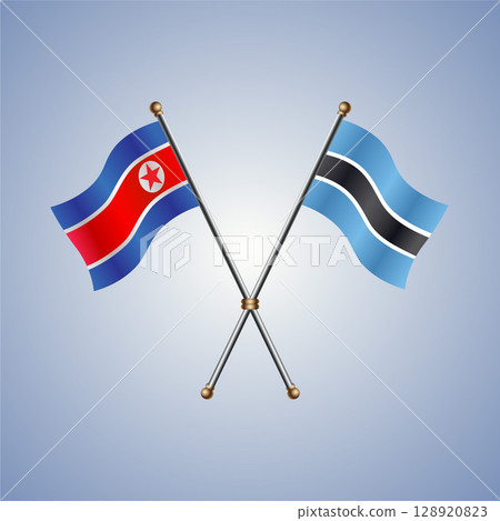 North Korea and Botswana flag. Vector Illustration 128920823