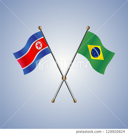 North Korea and Brazil flag. Vector Illustration North Korea and Brazil flag. Vector Illustration 128920824