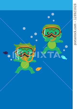 潛水河童和魚的背景插圖 128921028