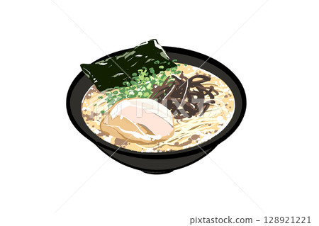 A delicious illustration of tonkotsu ramen A delicious illustration of tonkotsu ramen 128921221