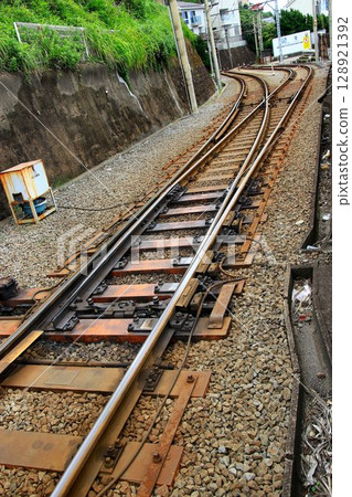 A spring point at a signal box is a device that allows trains to pass each other on a single track. 128921392