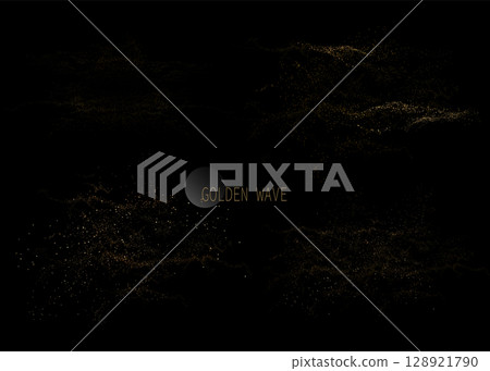 Isolated design component, exquisite golden abstract shape from shiny tinsel Isolated design component, exquisite golden abstract shape from shiny tinsel 128921790
