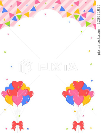 雲形背景框、花環、心形氣球和五彩紙屑裝飾 雲形背景框、花環、心形氣球和五彩紙屑裝飾 128921933