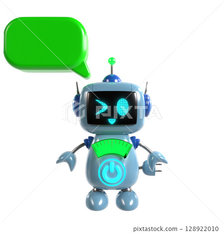 一個可愛的藍色機器人角色傳遞訊息的插圖 128922010
