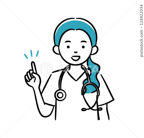 年輕女醫務人員進行解釋的簡單插圖 128922034