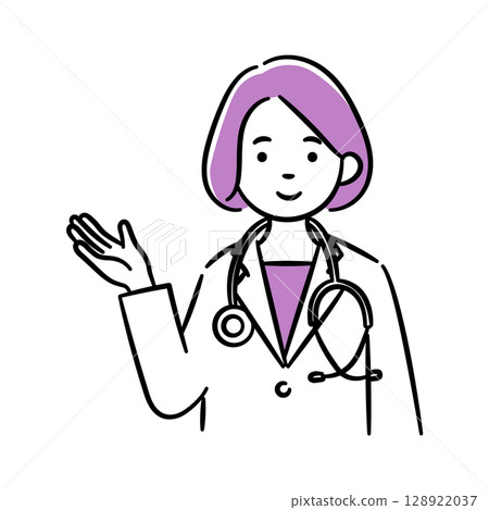 年輕女醫務人員進行指導的簡單圖示 128922037