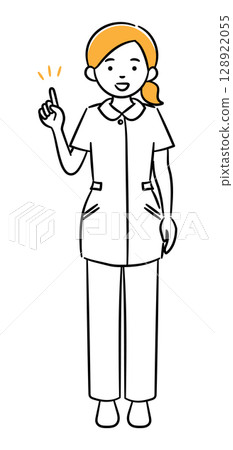 年輕女醫務人員進行解釋的簡單插圖 128922055