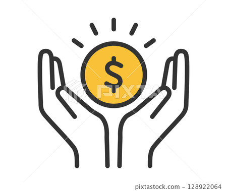 美元硬幣和棕櫚金融圖標金錢|向量素材簡單 美元硬幣和棕櫚金融圖標金錢|向量素材簡單 128922064