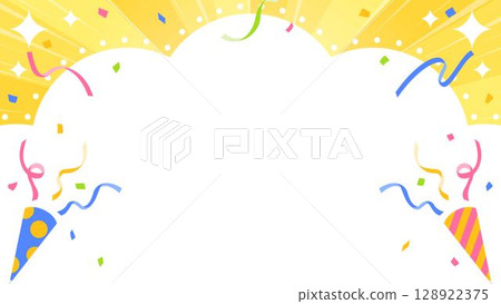 帶有餅乾、膠帶和五彩紙屑裝飾的雲形背景框 128922375
