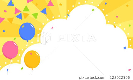 雲形背景框、氣球、花環和五彩紙屑裝飾 128922596