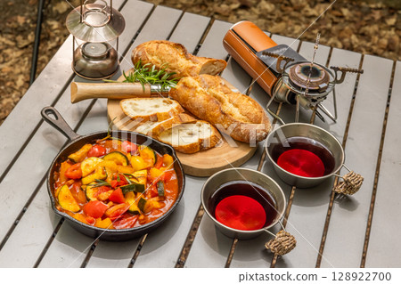 Pizza: Make homemade pizza outdoors in the oven 128922700