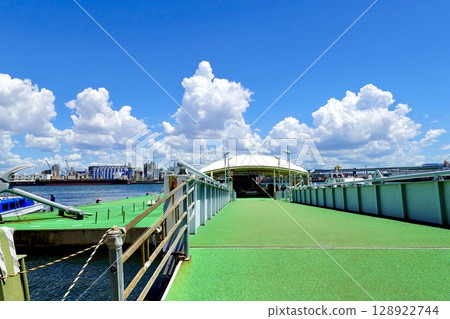 從大阪市此花區櫻島環球影城港甲板眺望環球影城港 從大阪市此花區櫻島環球影城港甲板眺望環球影城港 128922744